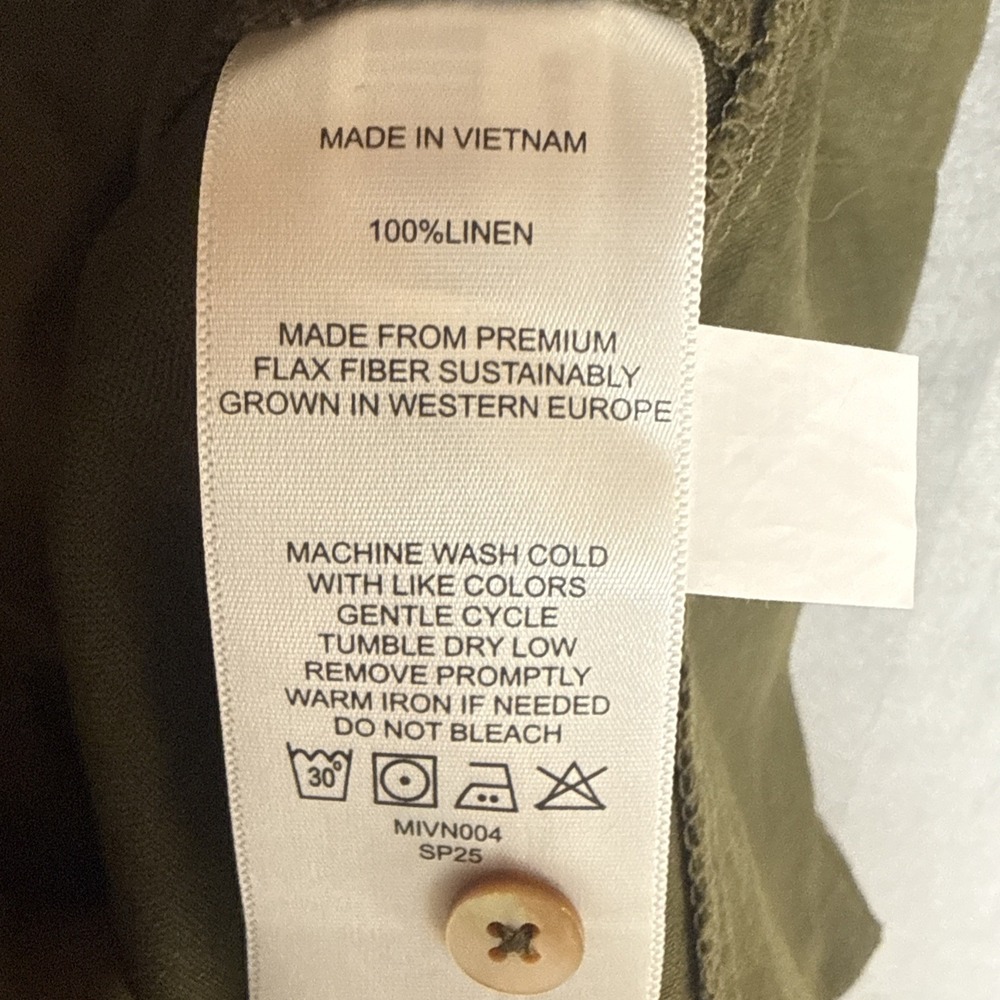 Quince 100% European Linen Sleeveless Swing Dress Olive Green Women's Sz XS NEW - Picture 7 of 8